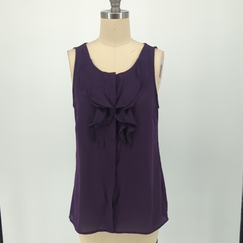 Kenneth Cole Ruffle Blouse Purple S Business casual preppy office work bohemian